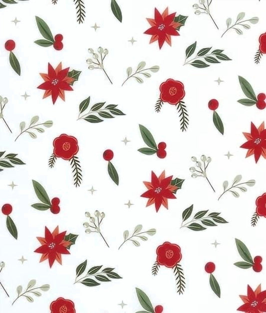 Holiday Botanical Poinsettia Holly Christmas Pattern Edible Icing Image Cake Topper, by Tnct.