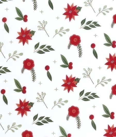 Holiday Botanical Poinsettia Holly Christmas Pattern Edible Icing Image Cake Topper, by Tnct.