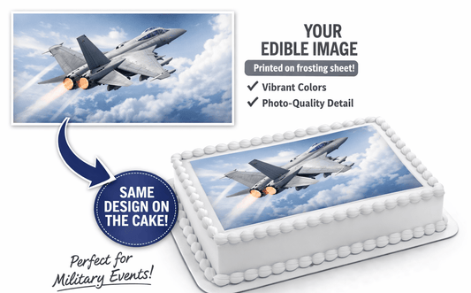 Jet in the Sky Edible Image Cake Topper for Half Sheet Cake, by Tnct. (1 Count)