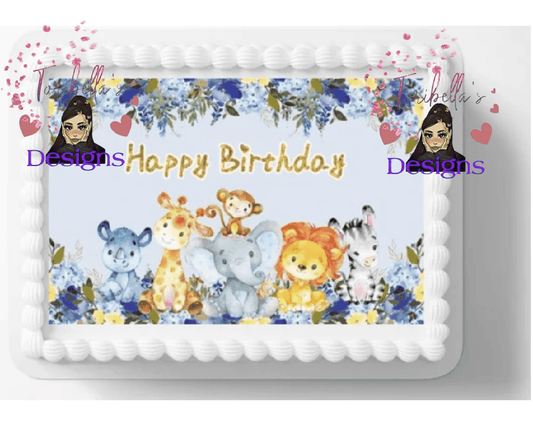 Jungle Animals Birthday Edible Image Cake Topper, By TNCT's Designs