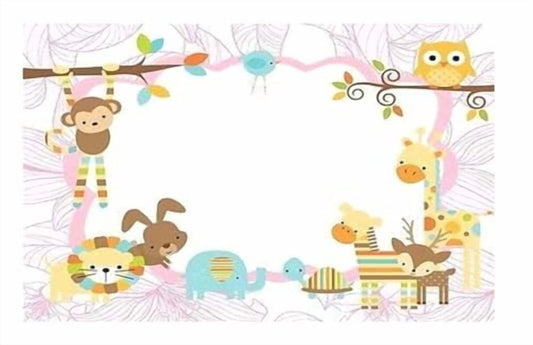 Jungle Animals Birthday Party or Baby Shower Edible Image Icing Cake Topper for Quarter Sheet Cake, by Tnct.
