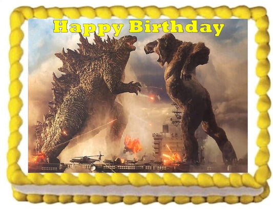 King Kong Godzilla Edible Image Cake Topper for Quarter Sheet Cake, by Tnct.