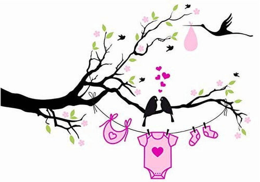 Love Birds Girl Baby Shower Edible Icing Image Cake Topper, by Tnct.