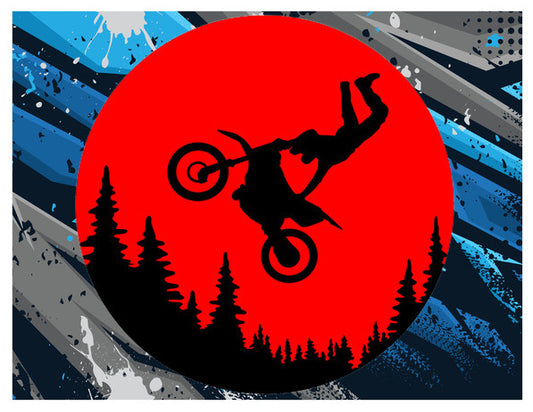Dirtbiker/Motocross Driving Doing Handstand Birthday Edible Image Cake Topper for Quarter Sheet Cake, by Tnct. (1 Count)