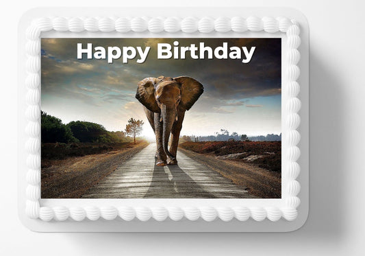 Majestic Elephant Edible Image Icing Cake Topper for Quarter Sheet Cake, by TNCT