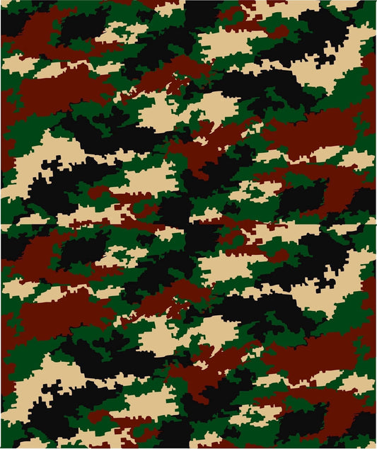 Maroon, Green, Tan & Black Camoflauge Pattern Edible Icing Image Cake Topper, by Tnct.