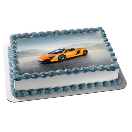 Mclaren 650 Orange Spyder Sports Car Edible Cake Topper Image