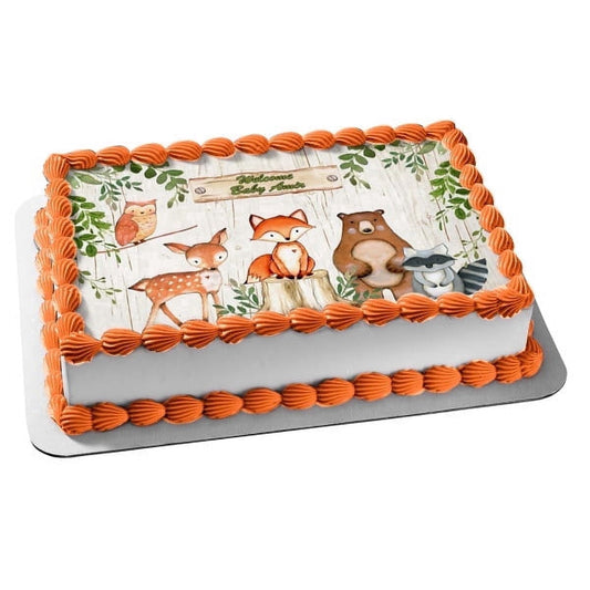 Mehofoto Woodland Baby Shower Edible Icing Image Cake Topper, by Tnct.