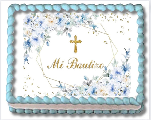 Mi Bautizo Baptism Edible Image Cake Topper, By TNCT's Designs