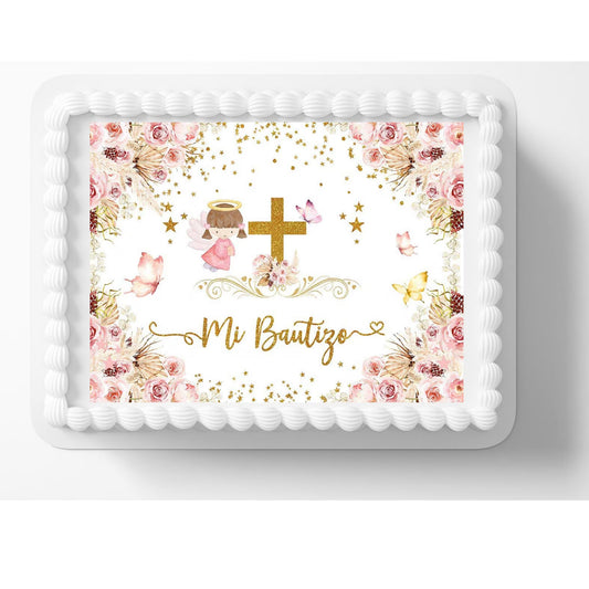 Mi Bautizo Edible Image Cake, Cupcake & Cookie Topper, by Tnct.
