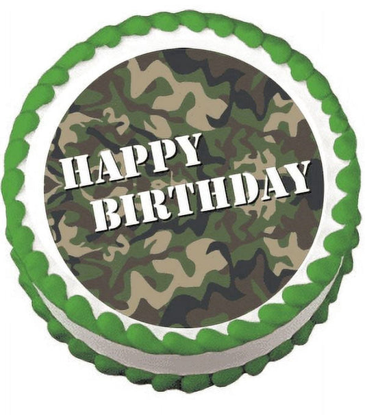 Militar Army Camoflage Edible Frosting Sheet Photo Image Cake Topper