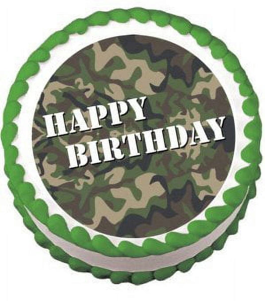 Military Army Camoflage Edible Image Cake Topper, By TNCT