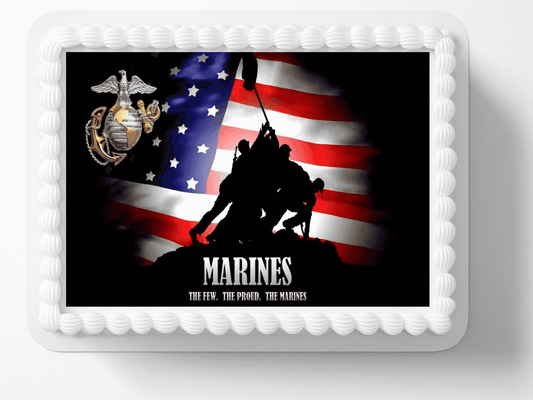 Military Marines Congratulations Edible Icing Image Cake Topper, by TNCT
