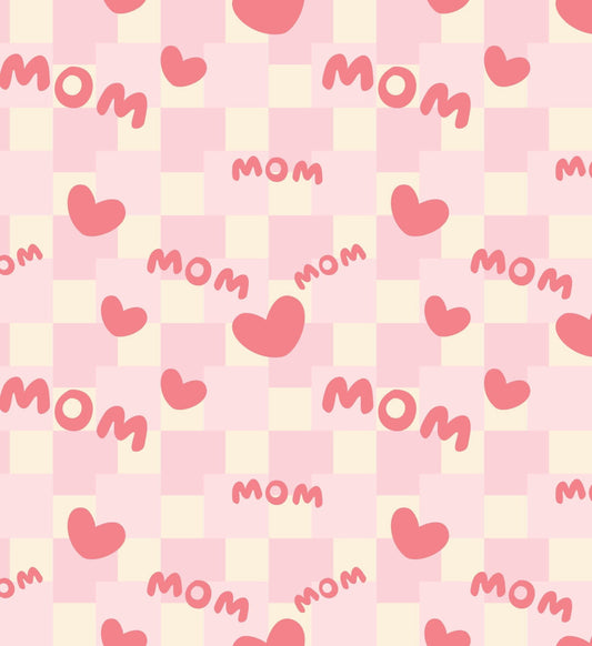 Mom Pink Checker Pattern Edible Image Cake Topper for Quarter Sheet Cake, by Tnct. (1 Count)