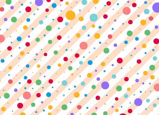Multicolor Polka Dot & Stripes Pattern Edible Icing Image Cake Topper, by TNCT