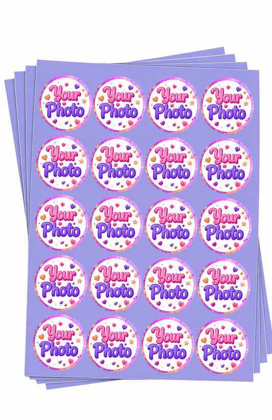 1.875" Round Pre-Cut Create your Own Photo Edible Image Cupcake & Cookie Toppers, by Tnct. (20 Circles)