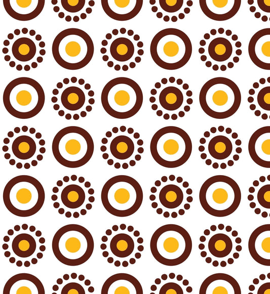 Nordic Yellow, Brown & White Polka Dot Pattern Edible Icing Image Cake Topper, by Tnct.