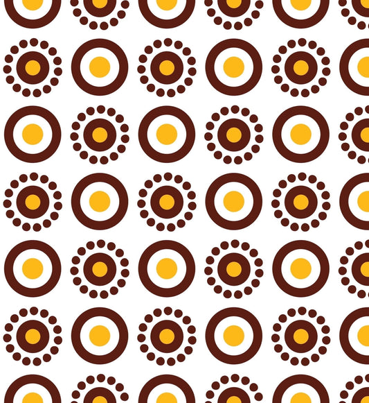 Nordic Yellow, Brown & White Polka Dot Pattern Edible Icing Image Cake Topper, by Tnct.