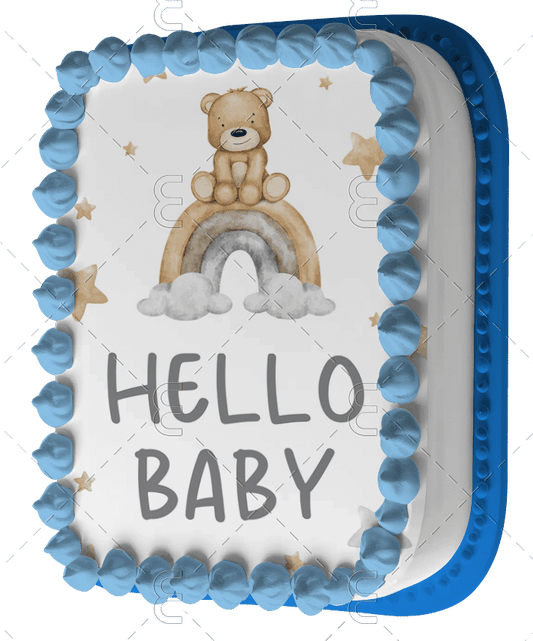 Oh Baby Teddy Bear Edible Image Cake Topper for Half Sheet Cake, by Tnct. (1 Count)