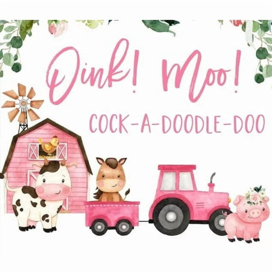 Oink Moo Cocka Doodle Doo Farm Scene Birthday Edible Icing Image Cake Topper, by Tnct.