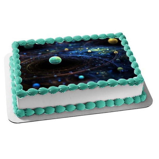 Outer Space Planets Galaxy's Edible Cake Topper Image ABPID04725