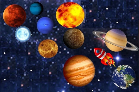 Outer Space with Planets Edible Image Icing Cake Topper for Quarter Sheet Cake, by TNCT