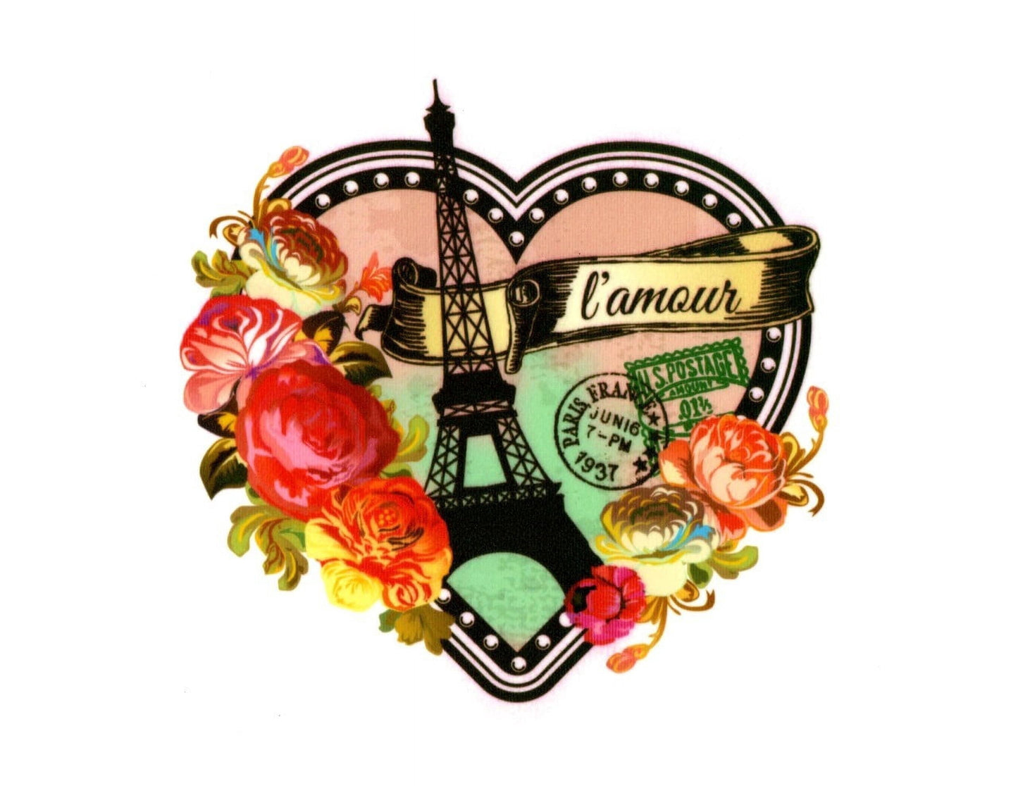 TNCT Paris Valentine's Day Heart Edible Icing Image Cupcake/Cookie Toppers 2" Round Pre-Cut (12 Count)