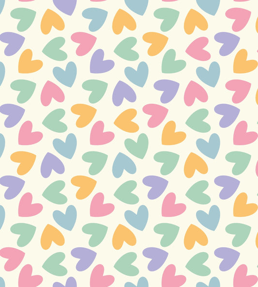 Pastel Heart Pattern Edible Icing Image Cake Topper, by Tnct.