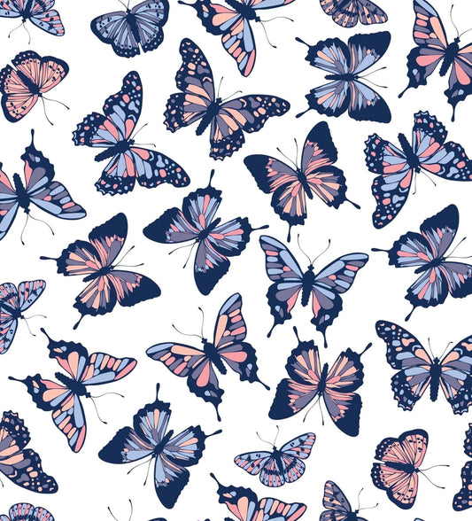 Pastel Pink, Blue & Purple Butterfly Pattern Edible Icing Image Cake Topper, by Tnct.