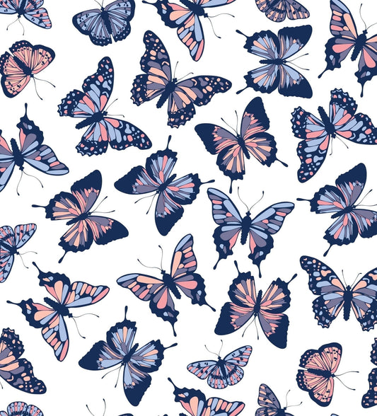 Pastel Pink, Blue & Purple Butterfly Pattern Edible Image Photo Cake Topper For Quarter Sheet Cake