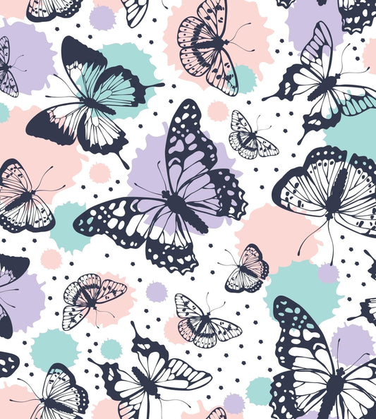 Pastel Turquoise, Pink & Purple Butterfly Pattern Edible Icing Image Cake Topper, by Tnct.