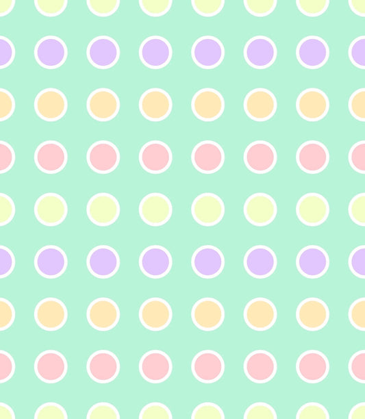 Pastels with Green, Pink & Purple Polka Dot Pattern Edible Icing Image Cake Topper, by Tnct.