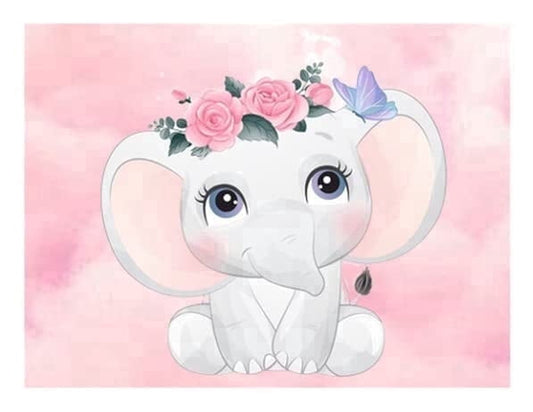 Pink Baby Shower Elephant Edible Icing Image Cake Topper, by Tnct.