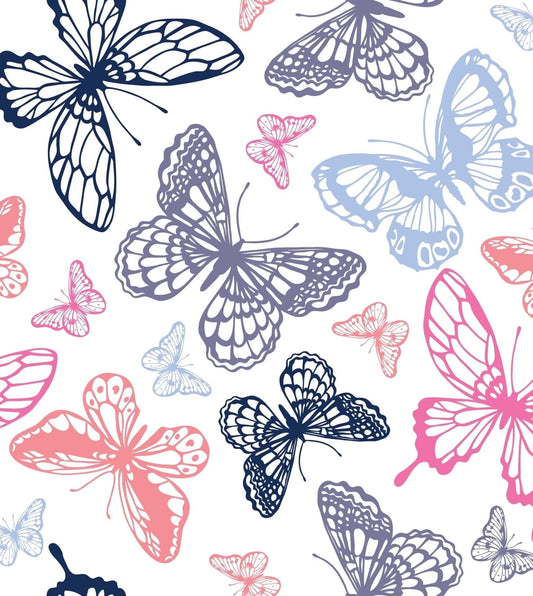 Pink, Blue & Purple Butterfly Pattern Edible Icing Image Cake Topper, by TNCT