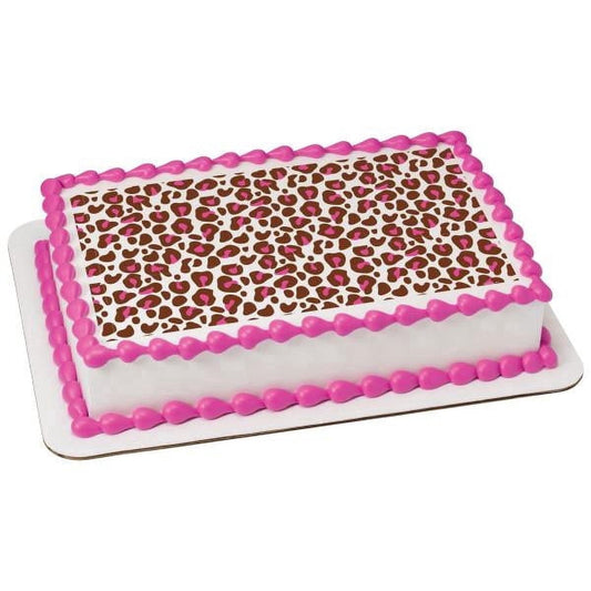 Pink Cheetah Pattern Edible Cake Topper Image ABPID13306