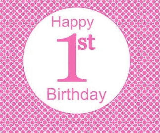 Pink Girls 1st Birthday Edible Frosting Photo Cake Decoration Cake Topper - Tiles and Patterns