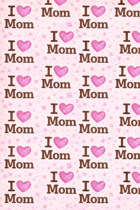 Pink I Heart Mom Pattern Edible Image Cake Topper for Quarter Sheet Cake, by Tnct. (1 Count)