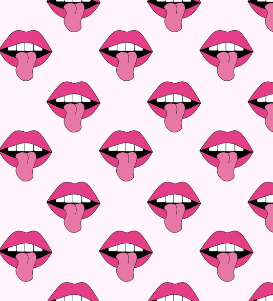 Pink Lips with Tongue Pattern Edible Icing Image Cake Topper, by Tnct.