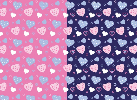 Pink, Purple & White Heart Pattern Edible Icing Image Cake Topper, by Tnct.