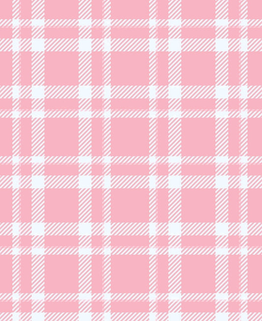 Pink & White Plaid Pattern Edible Icing Image Cake Topper, by Tnct.