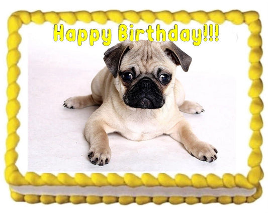 Pug Puppy Image Edible Cake Topper Frosting Sheet