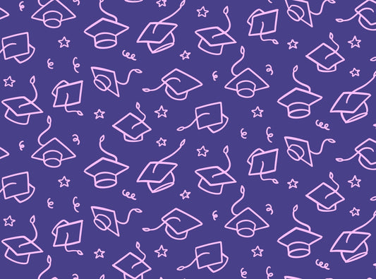 Purple Graduation Cap Pattern Edible Image Cake Topper for Half Sheet Cake, by Tnct. (1 Count)