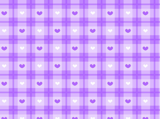 Purple & White Hearts Plaid Pattern Edible Icing Image Cake Topper, by Tnct.