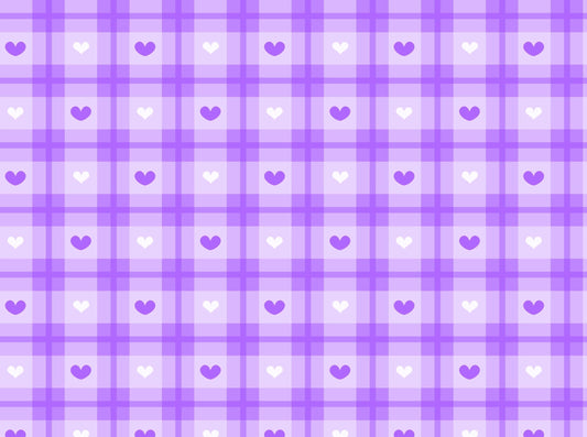 Purple & White Hearts With Plaid Pattern Edible Image Photo Cake Topper For Quarter Sheet Cake