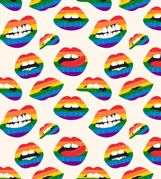 Rainbow Color Lipstick Bighting Lip Pattern Edible Icing Image Cake Topper, by Tnct.