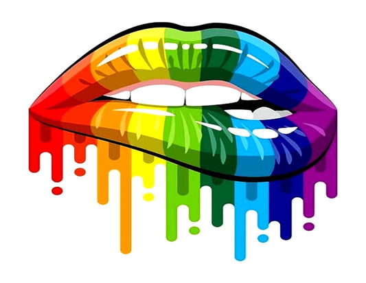 Rainbow Lips with drip Edible Icing Image Cake Topper, by Tnct.