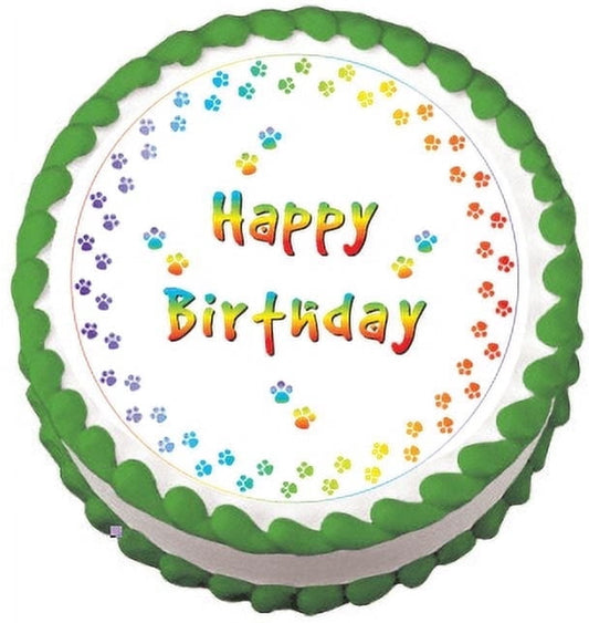 Rainbow Paw Print Edible Frosting Sheet Photo Image Cake Topper