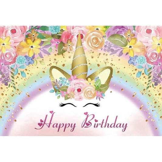 Rainbow Unicorn Happy Birthday Edible Image Icing Cake Topper for Quarter Sheet Cake, by TNCT