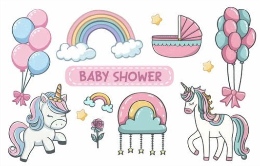 Rainbows & Unicorns Girl Edible Icing Image Cake Topper, by Tnct.