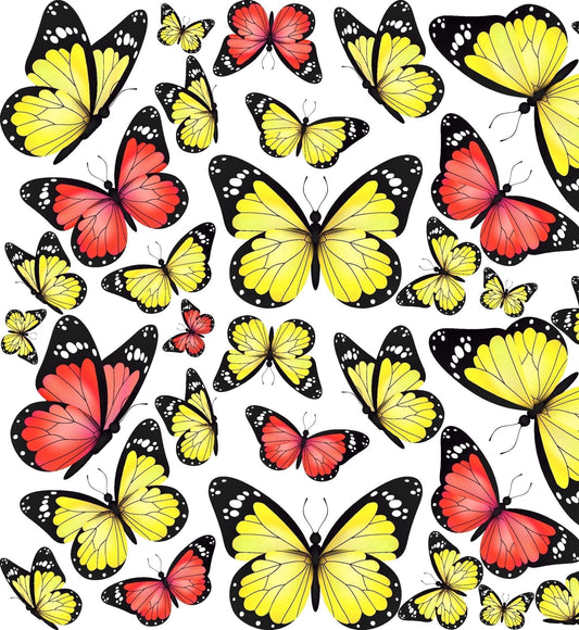 Realistic Red & Yellow Butterfly Pattern Edible Icing Image Cake Topper, by Tnct.